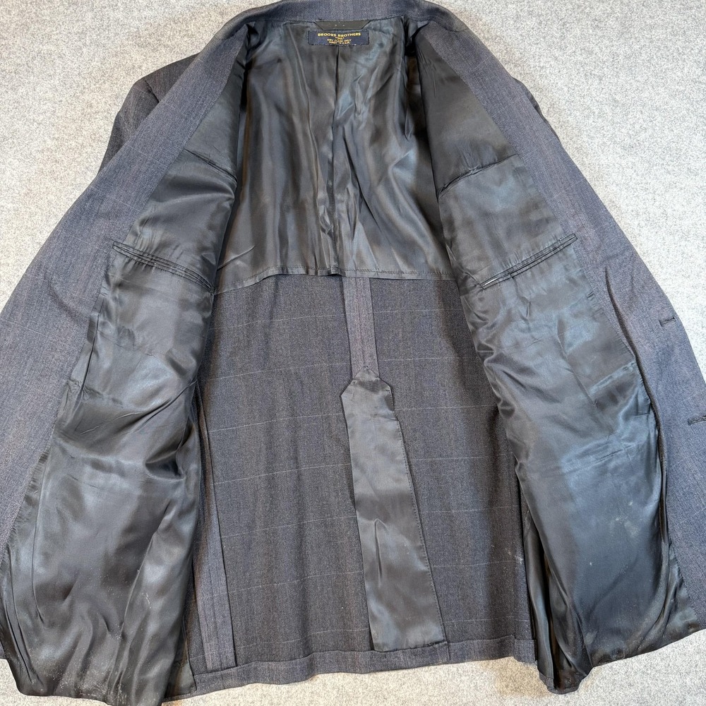 Brooks Brothers Suit Jacket Mens 46 Gray 346 Two Button Classic Fit Made In USA - Picture 5 of 10